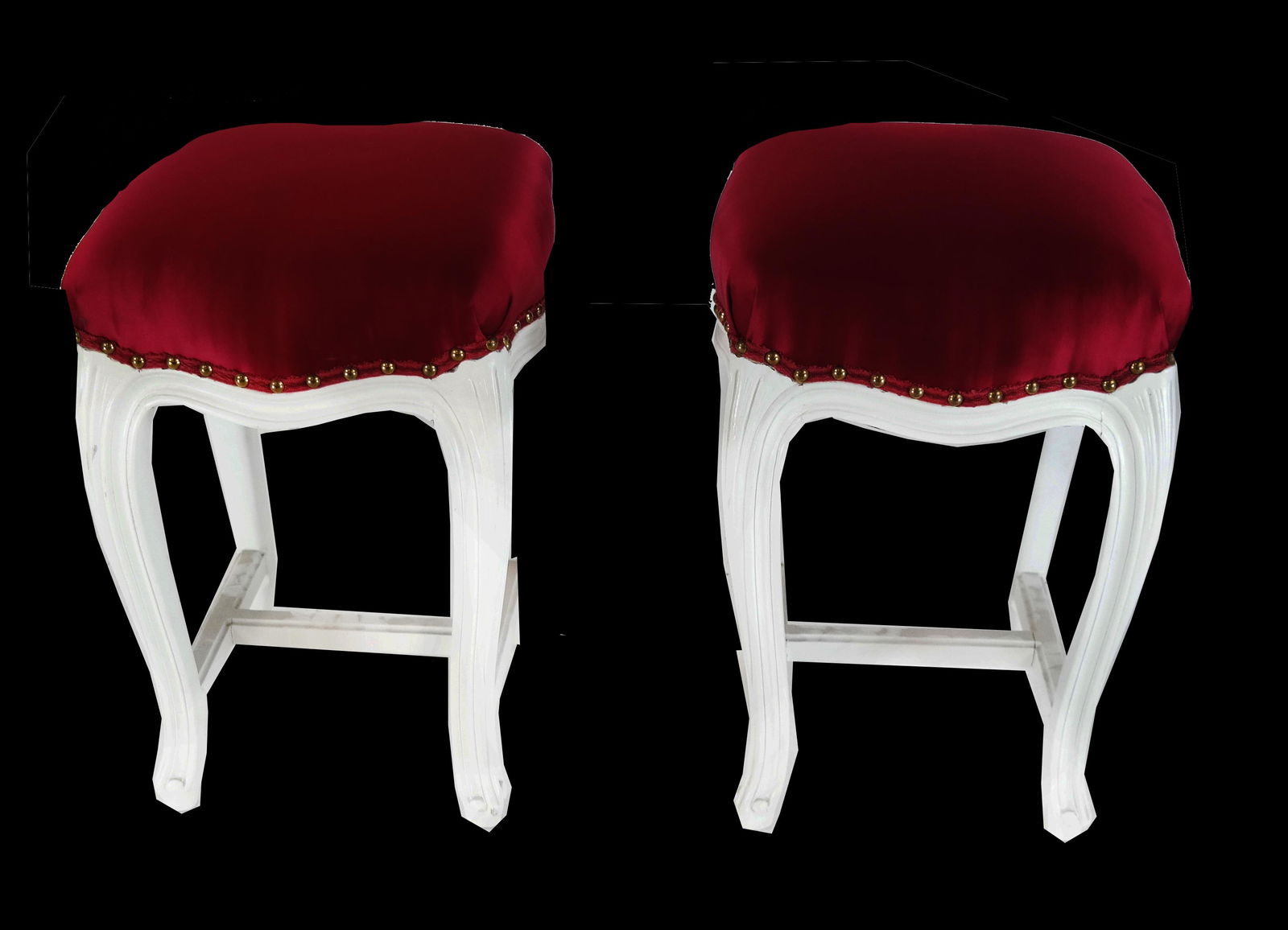 Pair Jansen-Style Cream and Red Stools/Benches (1 of 4)