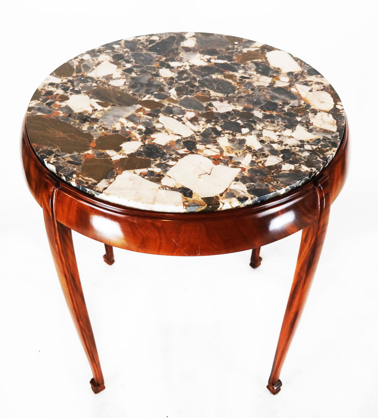 Sue & Mare Mahogany & Marble Gueridon: Louis Sue and Andre Mare mahogany and marble gueridon, circa 1925. Provenance: Acquired from Calderwood Gallery, Philadelphia, PA; sold Bonham's, Los Angeles, "The Elegant Home" sale, November 16, 201