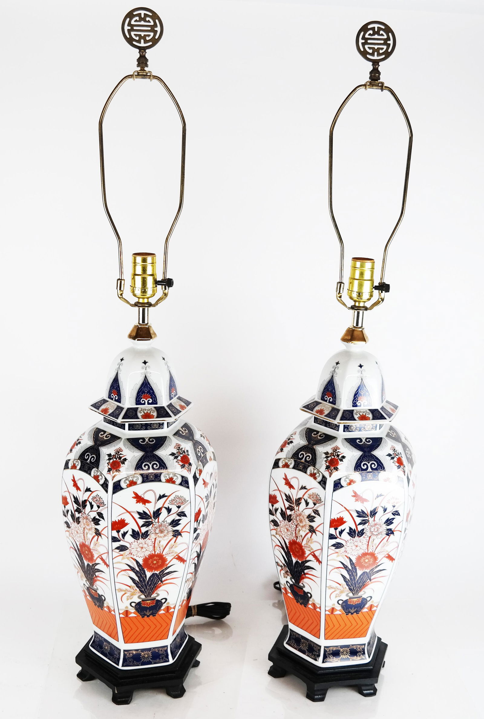 Pair Royal Crown Derby-Style Lamps (1 of 5)