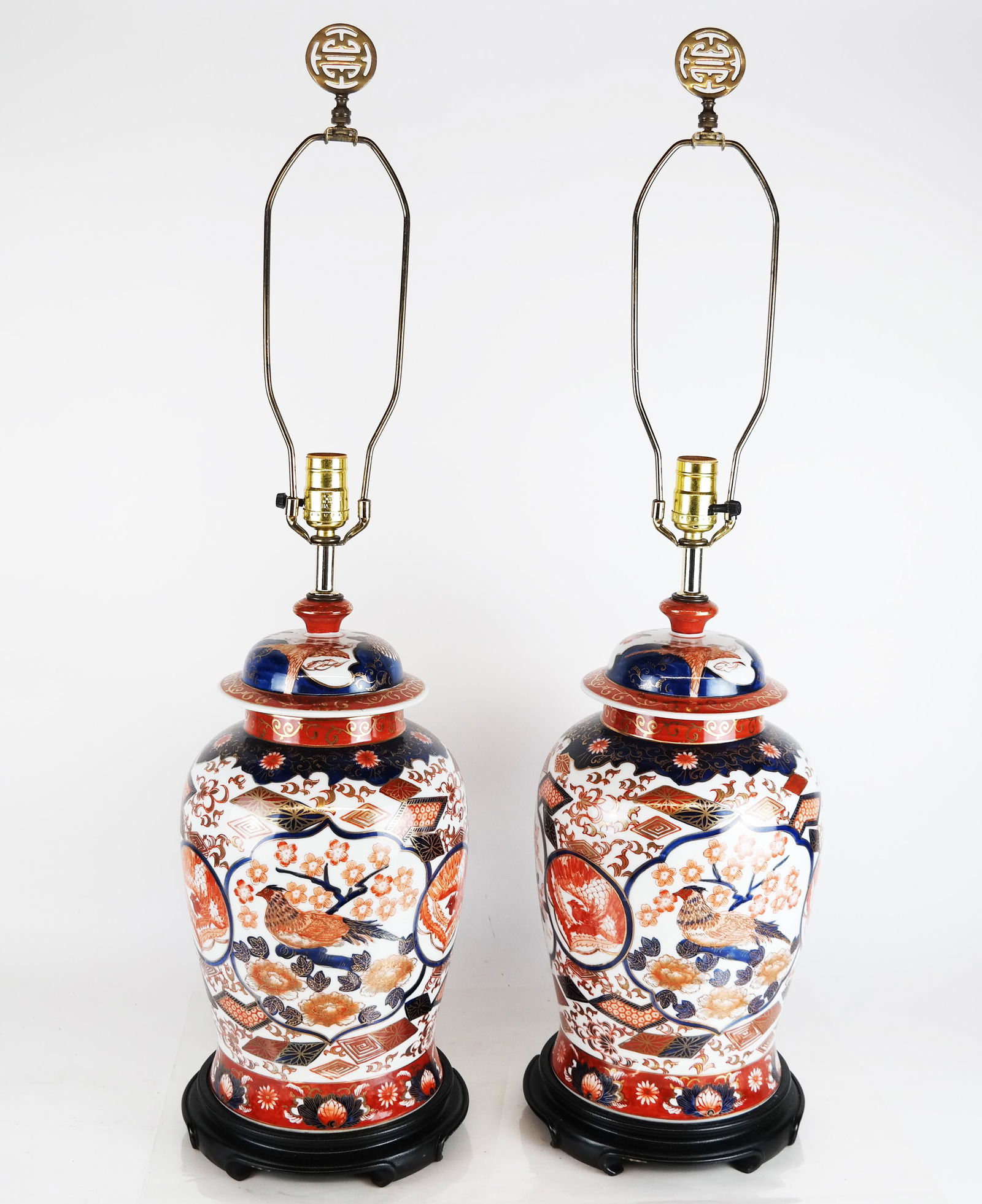 Pair Imari-Style Porcelain Lamps (1 of 8)