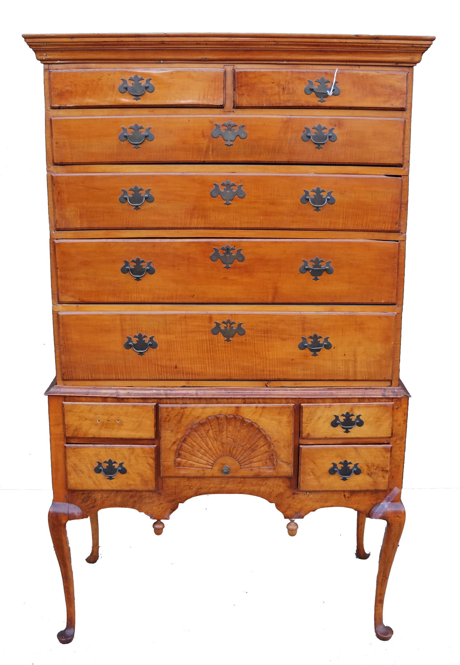 18th C. American Curly Maple Highboy (1 of 8)