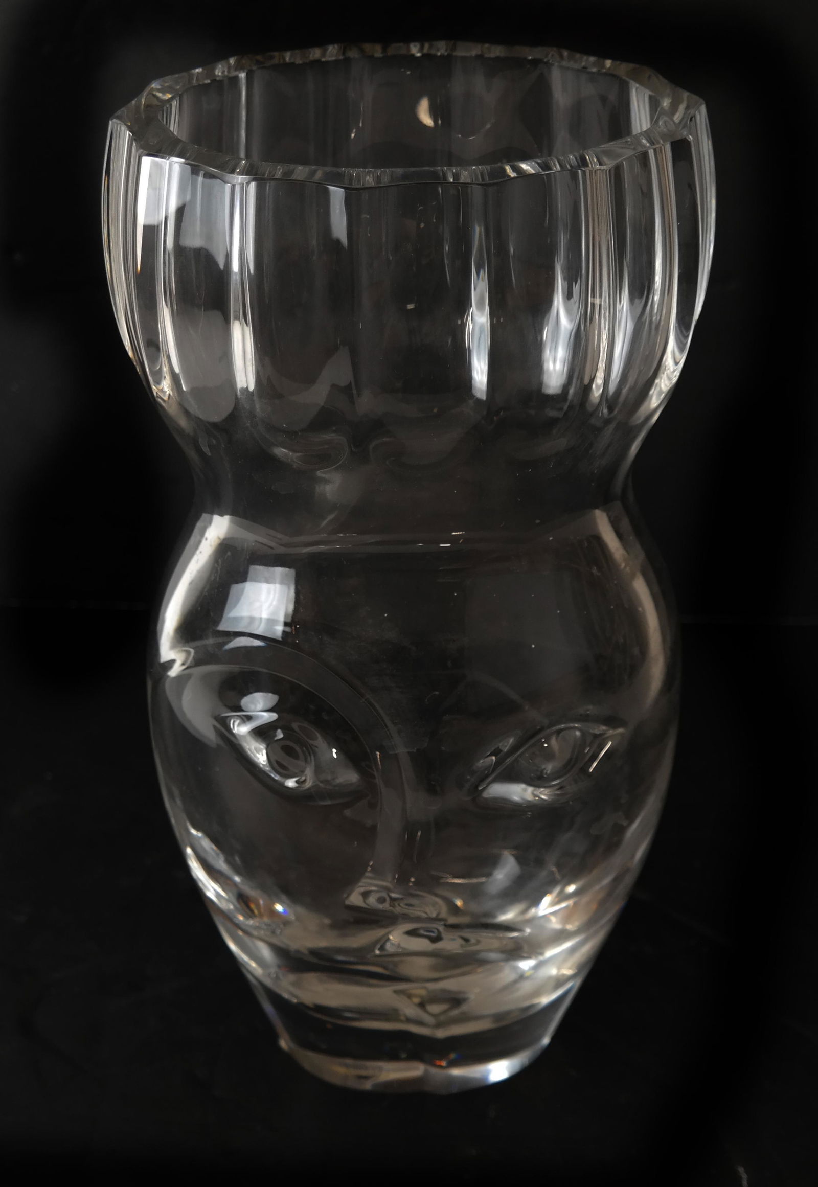 Orrefors Glass Picasso-Style Vase: Orrefors glass Picasso-style vase. [13" H x 6" W x 4" D]. In good condition.