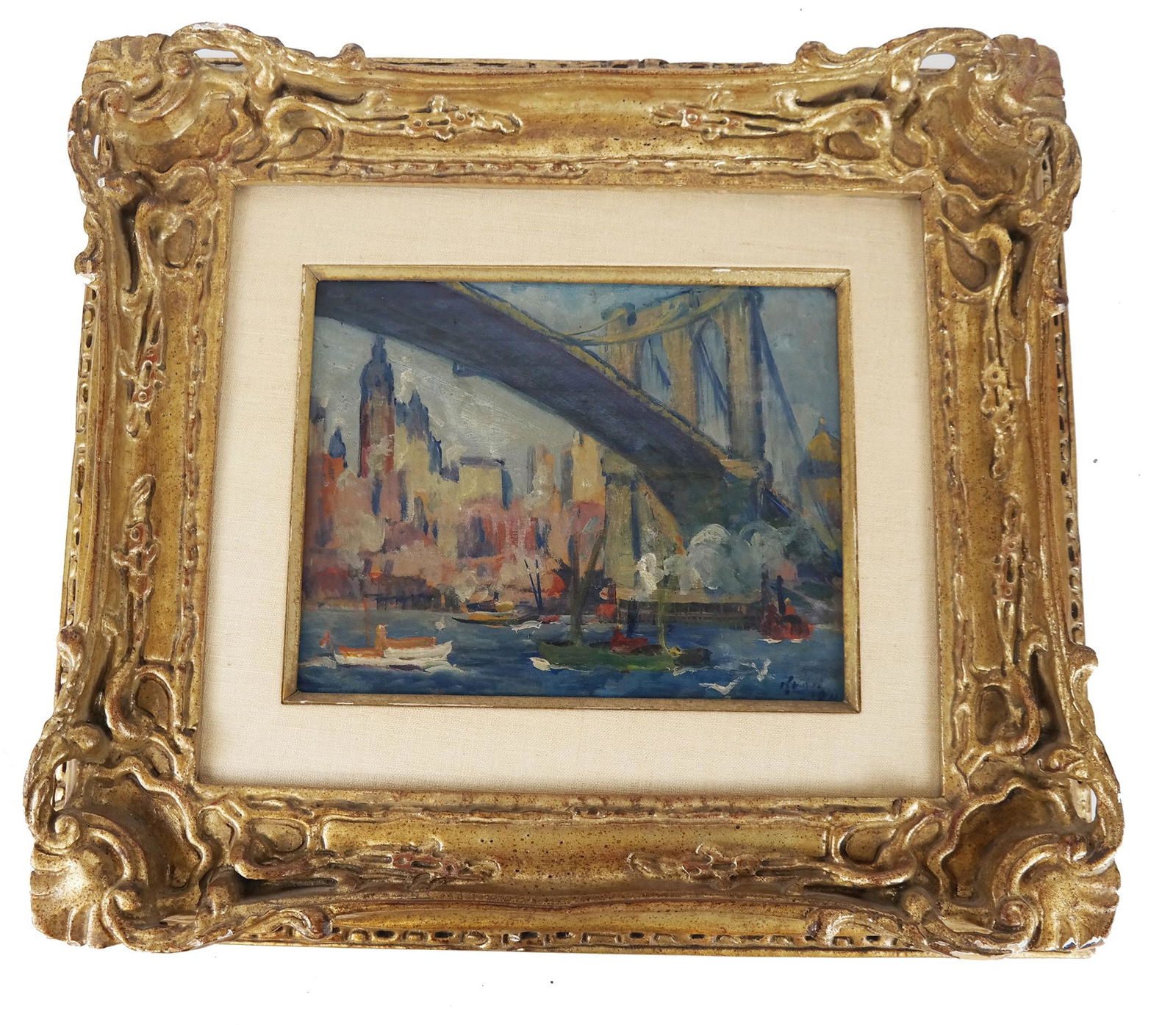 Leon KROLL: "Brooklyn Bridge" - Oil Painting (1 of 4)