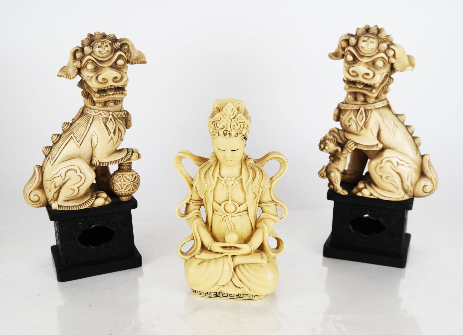 Three Sculptures: Pair of Foo Dogs, Deity (1 of 11)