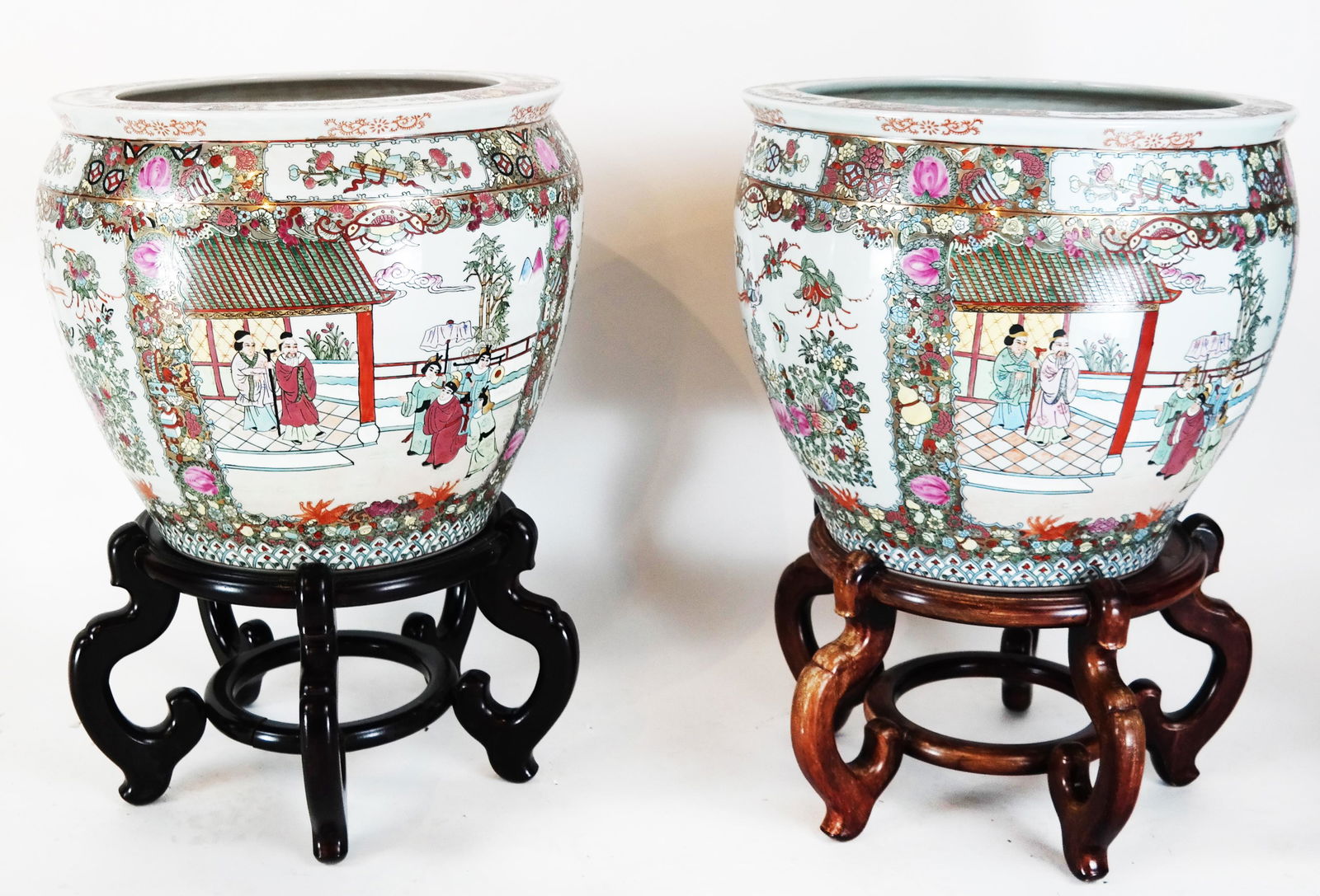 Pair Chinese Famille Rose Planters on Stands (1 of 11)