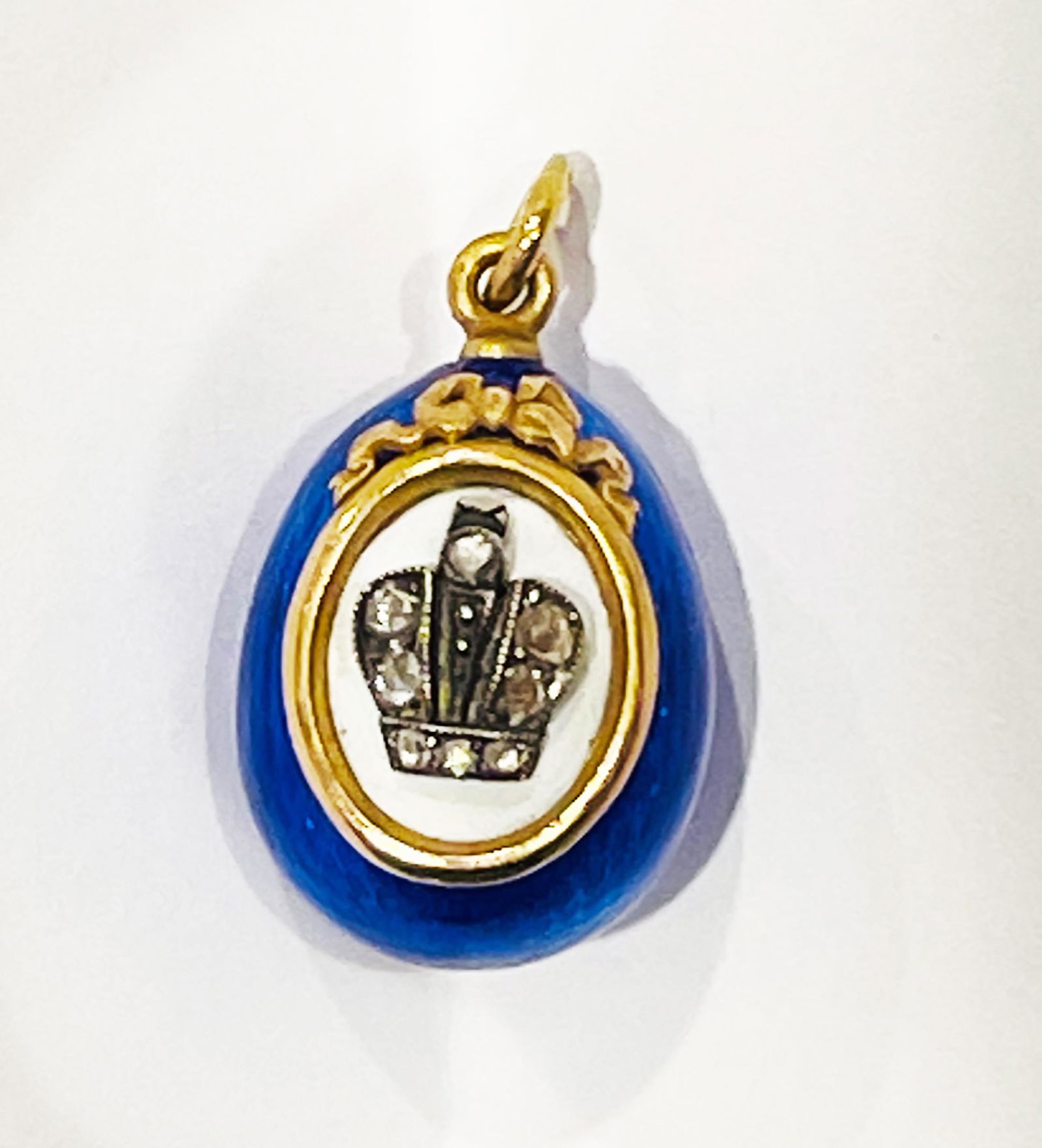 Faberge Blue Guilloche Enamel Egg Pendant (1 of 4)
