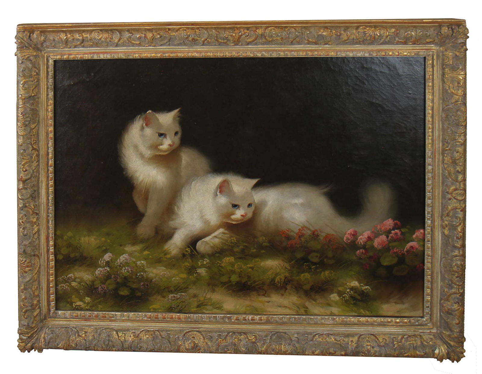 Beno BOLERADSZKY: Two White Cats - Oil Painting (1 of 4)