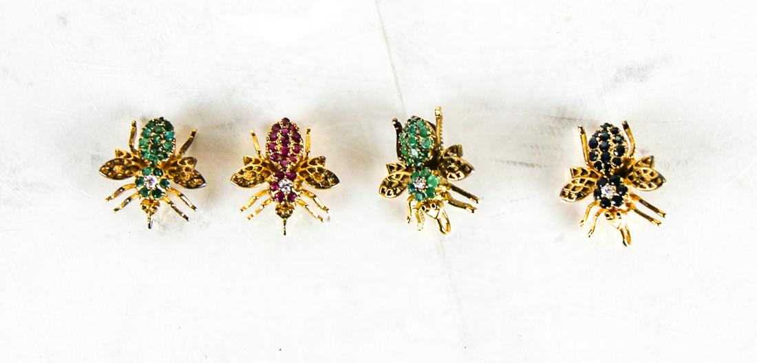 Four Gilt Sterling Silver Bee Brooches (1 of 2)