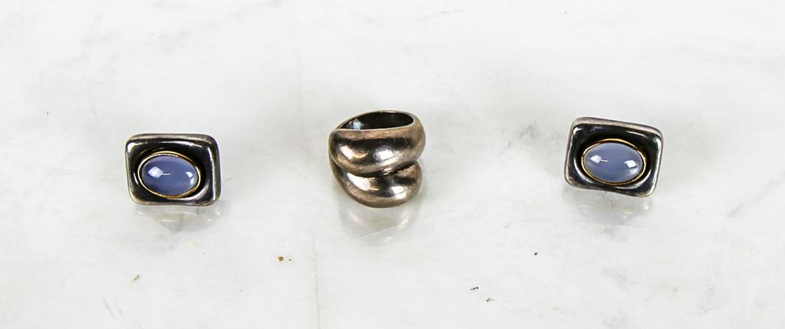 Mexican Silver Ring and Robert Morris Earrings (1 of 5)