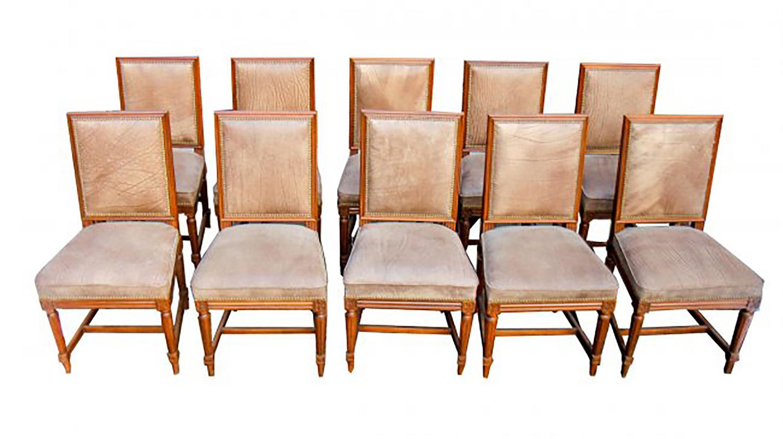 Set of 10 Jansen-Manner Walnut Side Chairs (1 of 6)