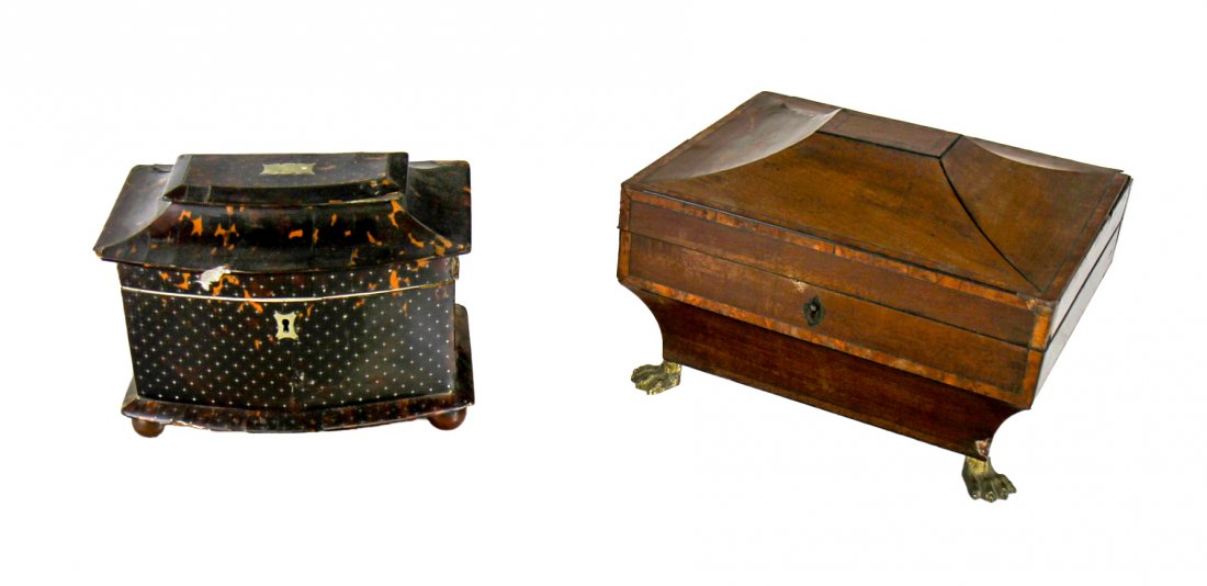Two Antique Footed Tea Caddies (1 of 5)