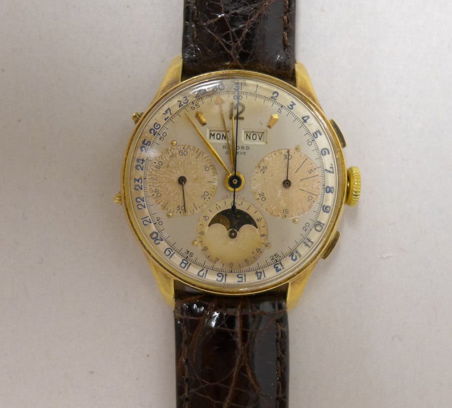18K Record Watch Triple Date Moon Phase Chronograph (1 of 8)