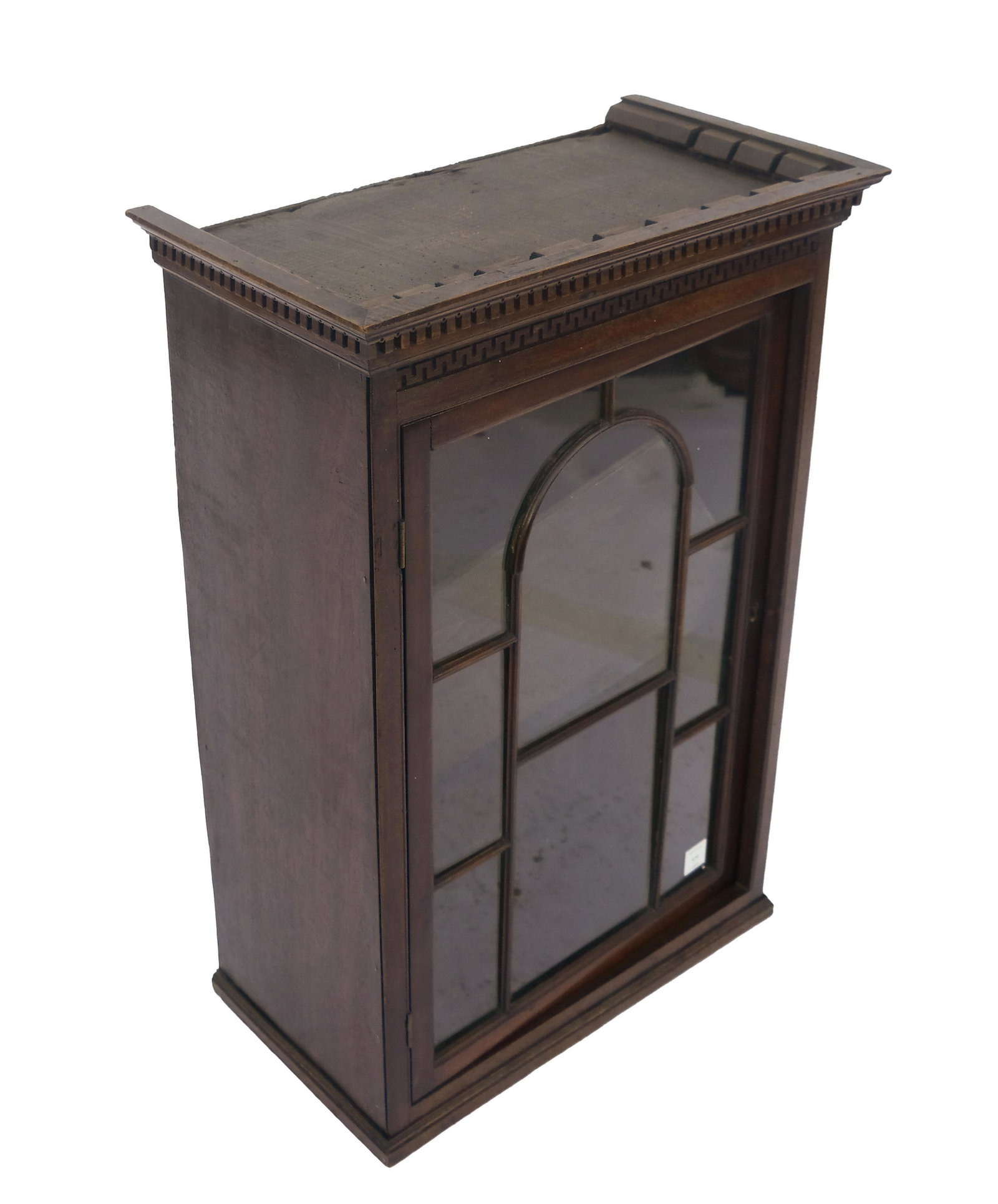 18th C. George III Hanging Cabinet: 18th century George III hanging display cabinet. Provenance: Bonham's Los Angeles "The Elegant Home" sale, November 15, 2016, Lot 570. [27" H x 18 1/2" W x 10" D].