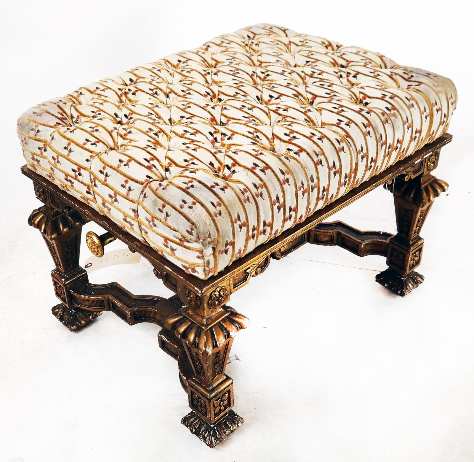 Regency-Style Piano Bench/Stool: Regency-style piano bench/stool. [18 1/2" H x 25 1/8" W x 19 1/4" D].