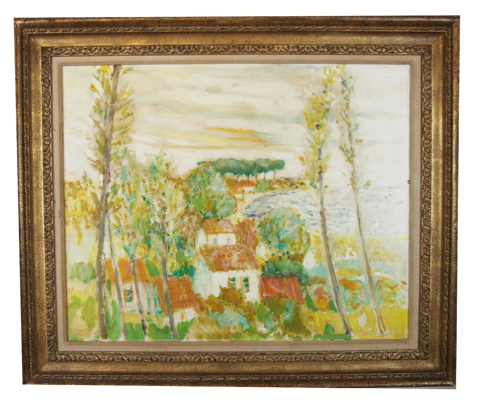 V.A. GILMOUR: Impressionist Landscape: V.A. Gilmour (?), impressionist landscape. [Art: 25 1/2" H x 31 1/2" W; Frame: 32" H x 38" W]. In good condition.