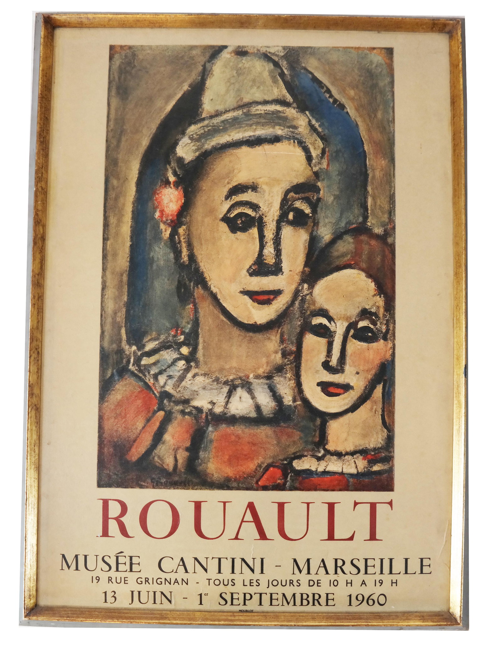 Georges ROUAULT: Musee Cantini Event Poster: Georges Rouault (French, 1871-1958) Musée Cantini- Marseille, 13 Juin-1 Septembre, 1960 event poster. [Sight: 29 1/2" H x 20 1/2" W; Frame: 33" H x 23" W]. Toning.