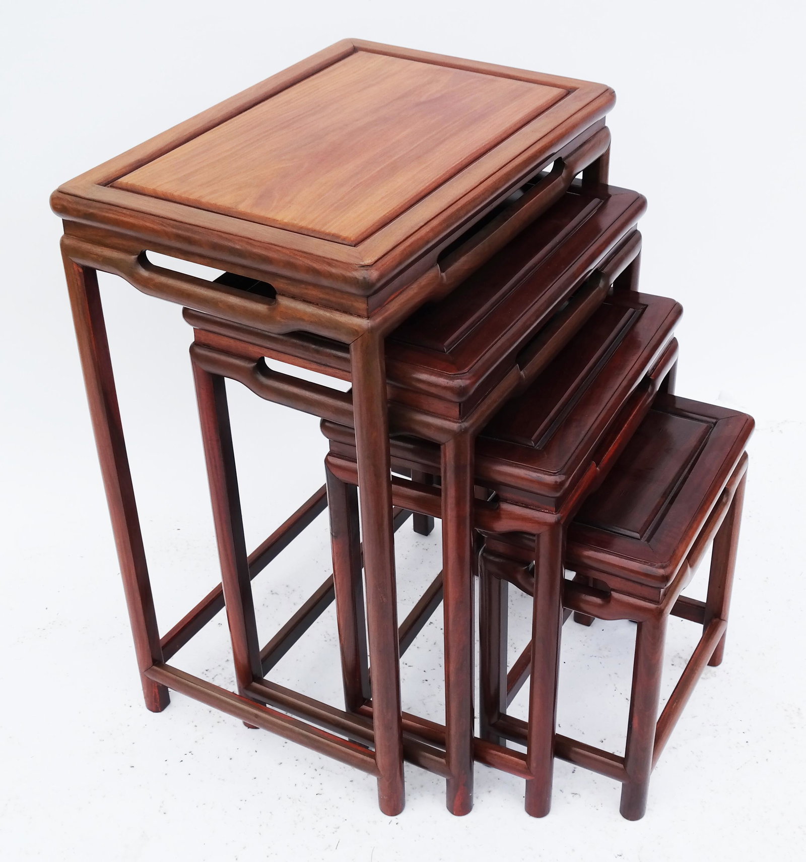 Set of Four Asian Nesting Tables: Set of four Asian nesting tables. [26" H x 20" W x 13" D].