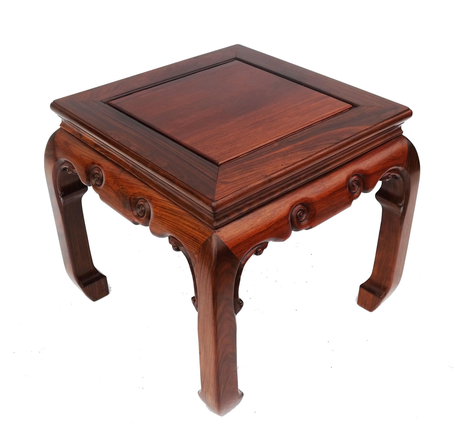 Chinese Carved Hardwood Low Table: Chinese carved hardwood low table. [20 1/2" H x 22" W x 22" D].