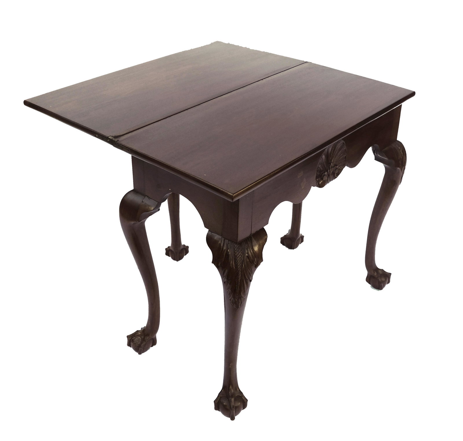 18th C Chippendale New York Games Table: 18th century Chippendale New York 5-leg games table. [27" H x 30" W x 14 1/2" D]. Top is loose off the base.
