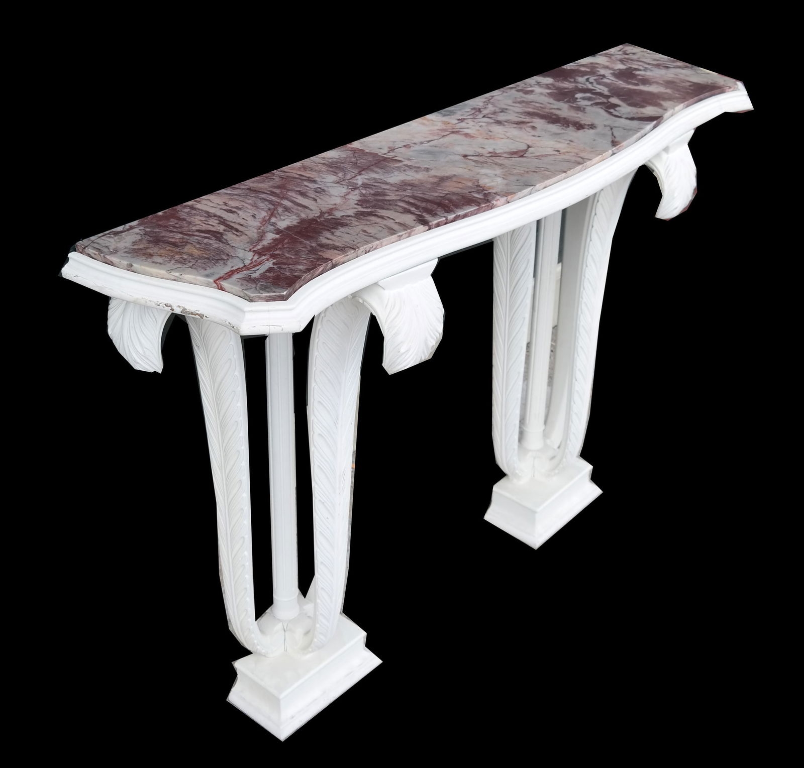 Carved Wood & Marble-Top Console (1 of 9)