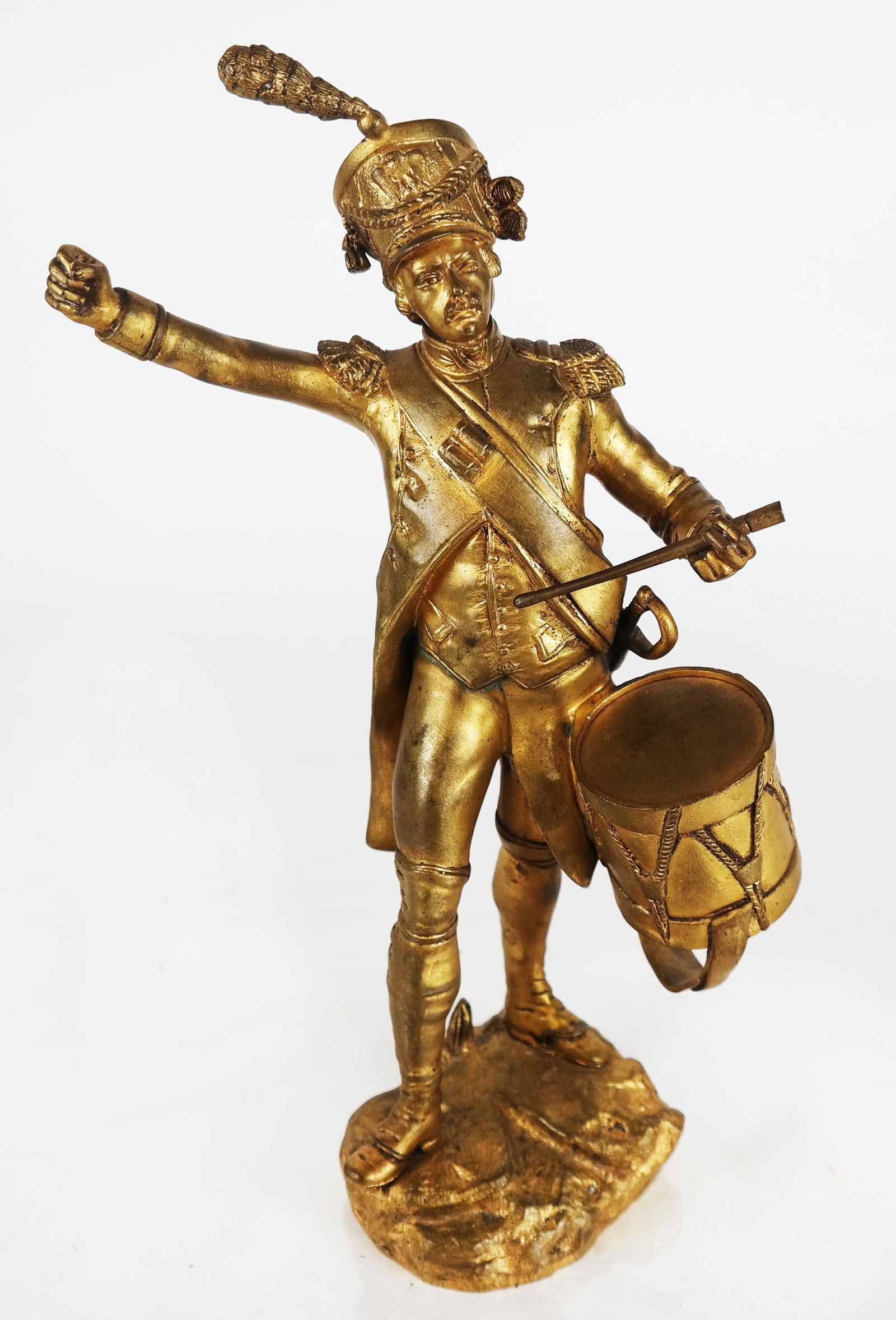 After Georges OLMERTH: Drummer Boy - Sculpture: After Georges Olmerth, Drummer Boy sculpture. From the collection of Dorothea Benton Frank, author. [12 1/2" H x 6 1/2" W x 4 1/2" D].