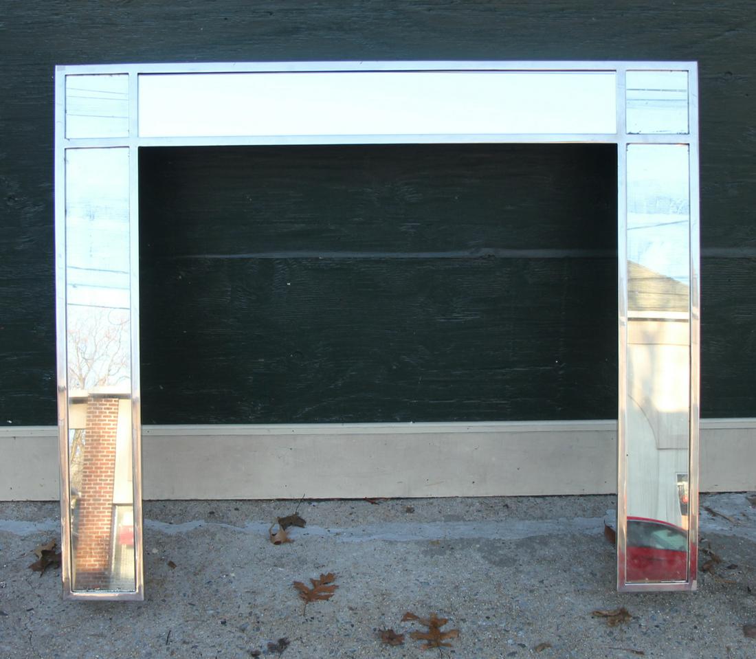 20th C. Modern Mirror & Polished Chrome Fireplace (1 of 7)