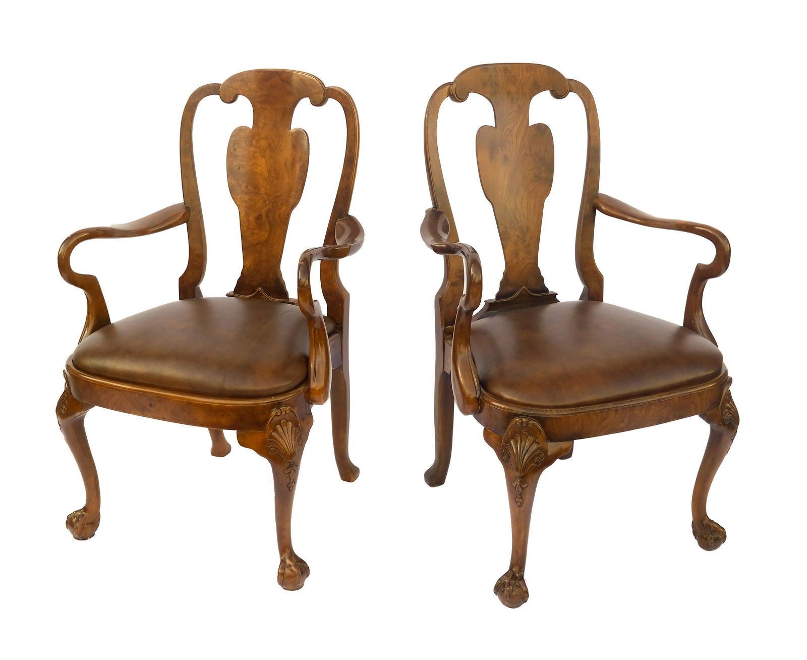 Pair of George I-Style Burl Arm Chairs (1 of 7)
