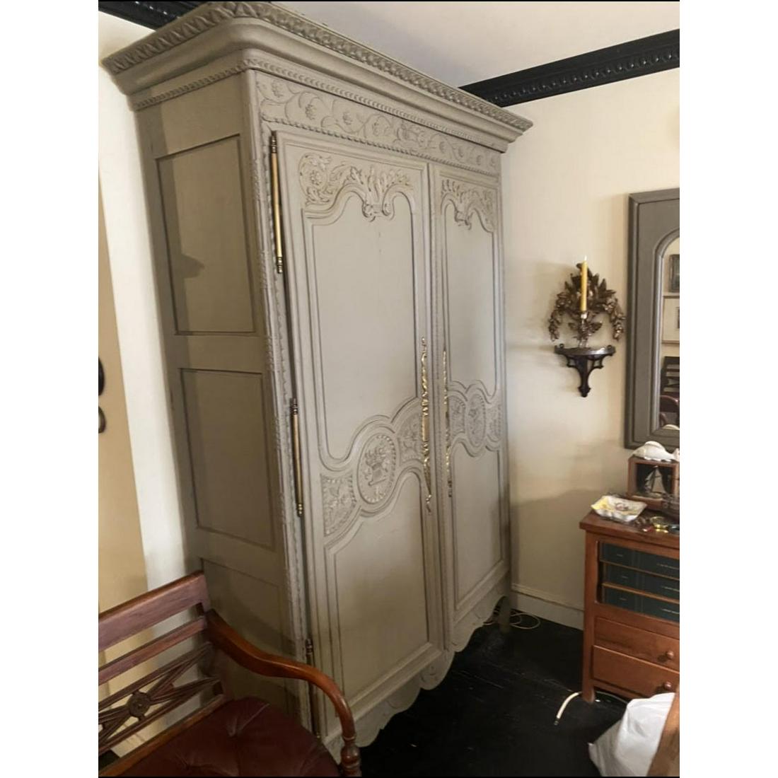 18th C. Green Painted Armoire (1 of 9)