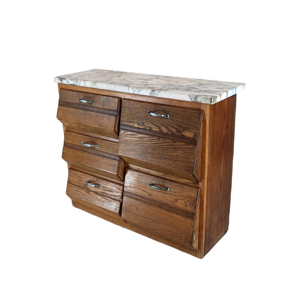Oak & Pine Pantry Drawer Cabinet w/ Marble Top (1 of 9)