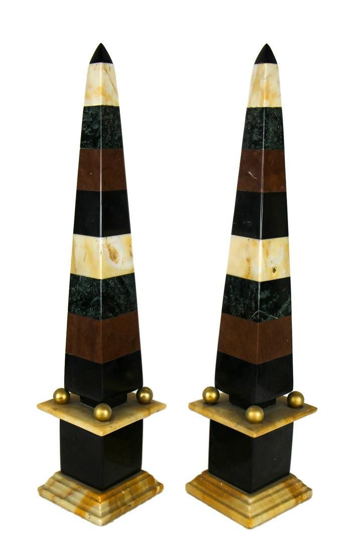Pair Specimen Marble Obelisks (1 of 4)