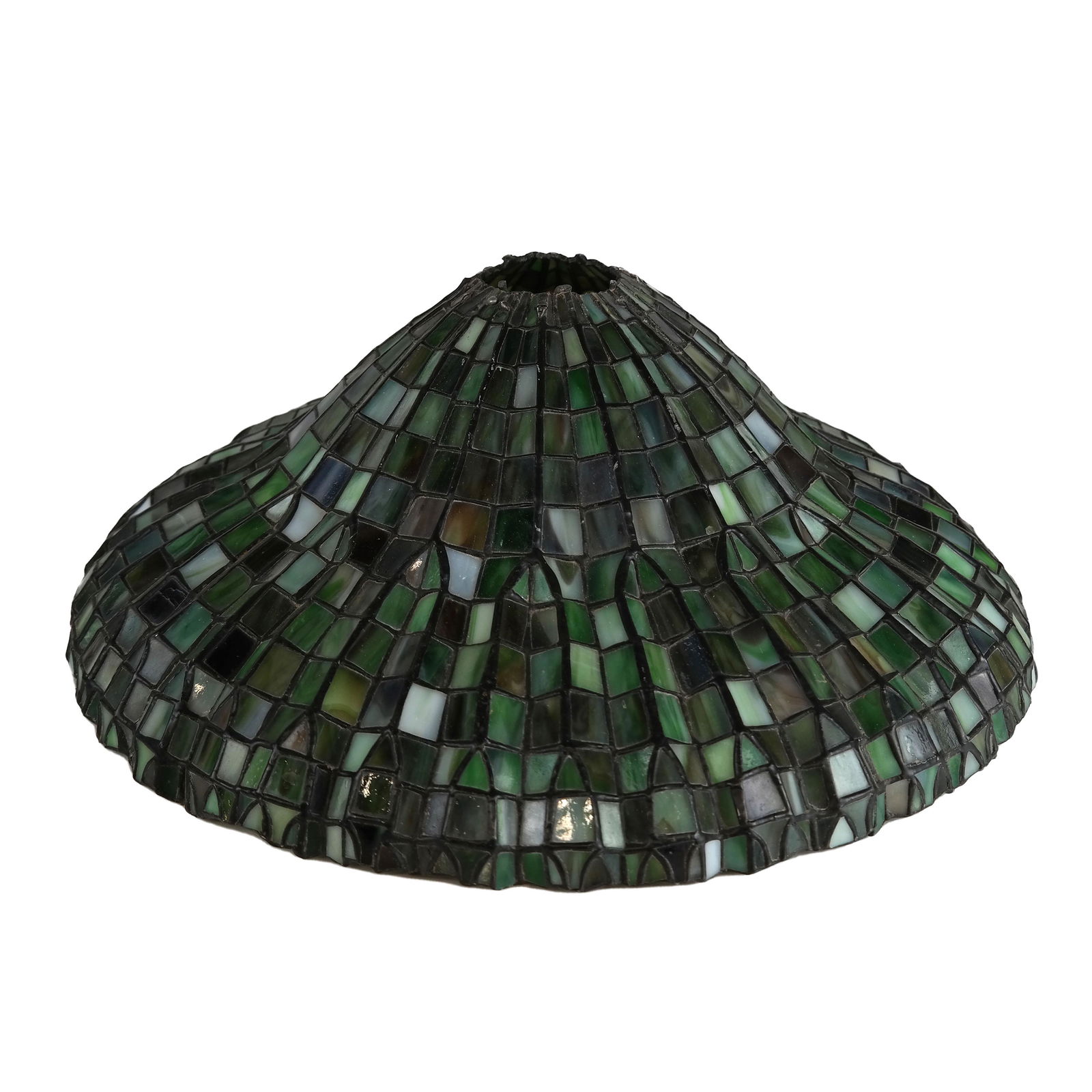 Green Slag Leaded Glass Lamp Shade (1 of 3)