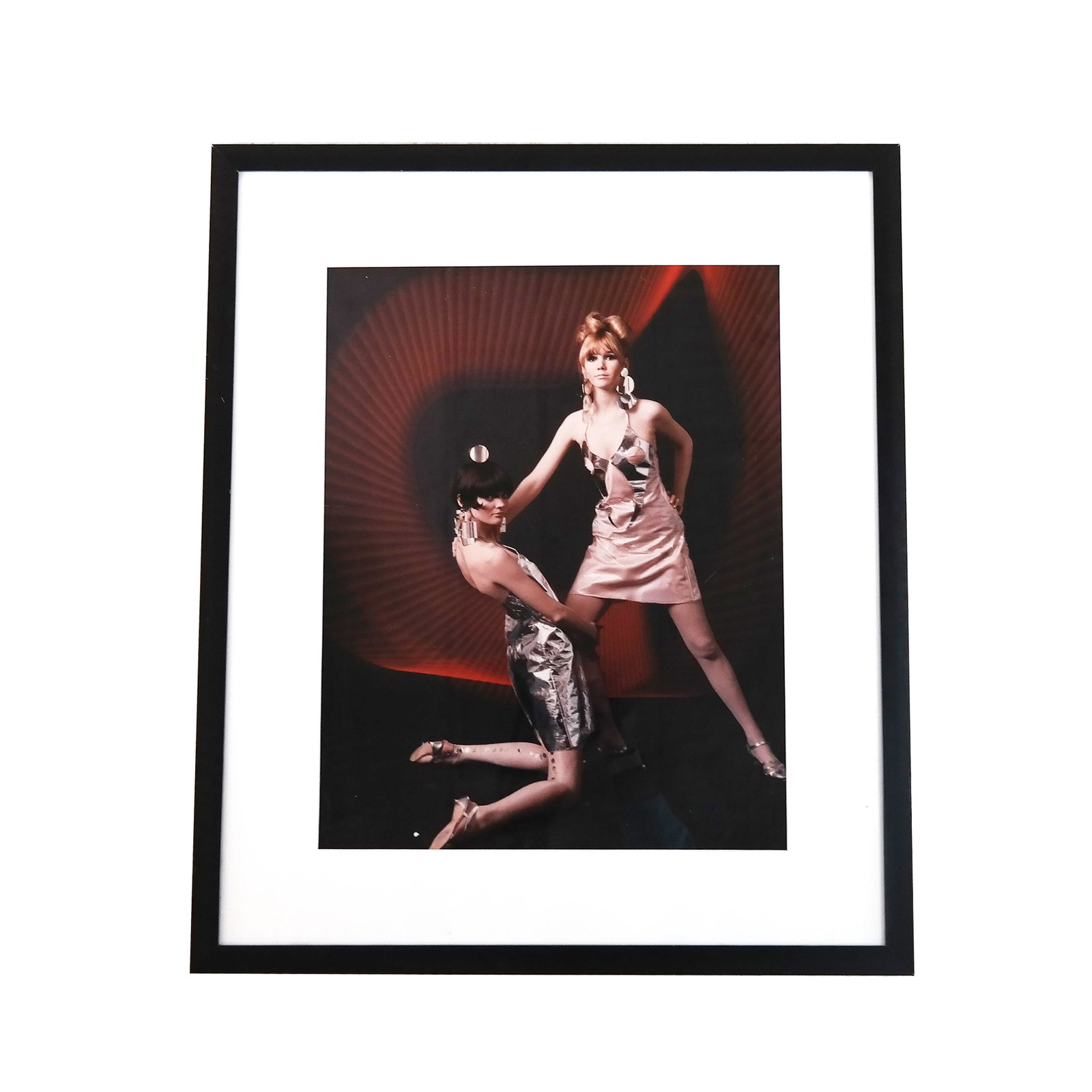 Gosta PETERSON: 1960s Models - Photograph: A pair of models photographed by Gosta "Gus" Peterson (Swedish, 1923-2017), dated 1967. Provenance: Sotheby's Fashion Auction. [Sight: 18" H x 14 1/2" W; Frame: 26" H x 22 1/2" W].