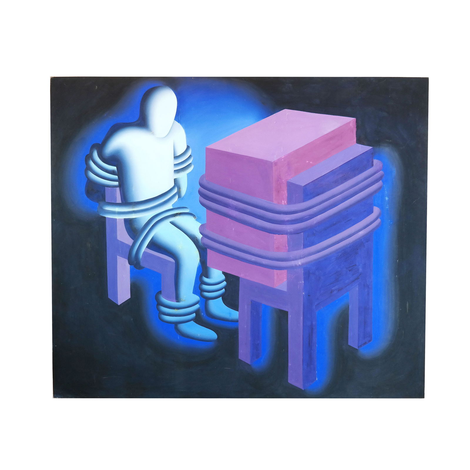 Mark KOSTABI - Blue Man Tied Up - Painting (1 of 7)