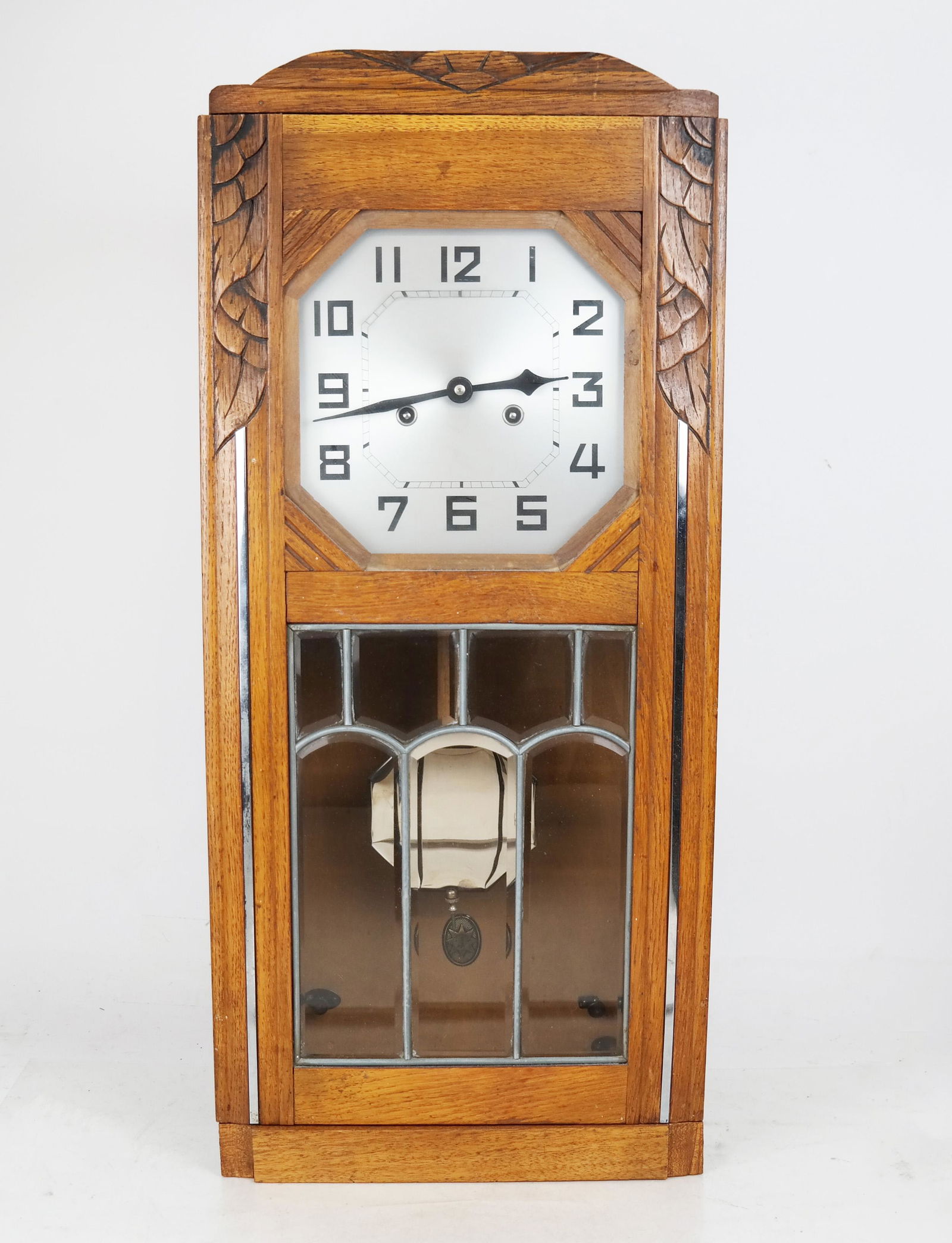 Carved Oak Regulator Shelf Clock (1 of 9)