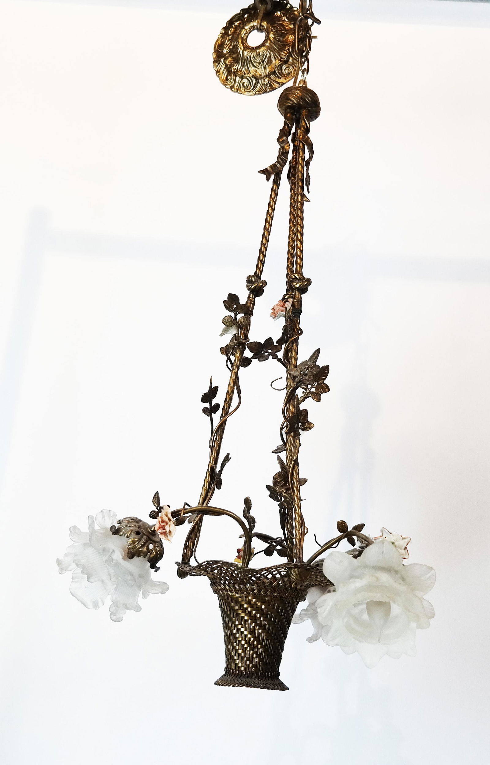 Antique Bronze Mesh Basket Form Light Fixture (1 of 11)