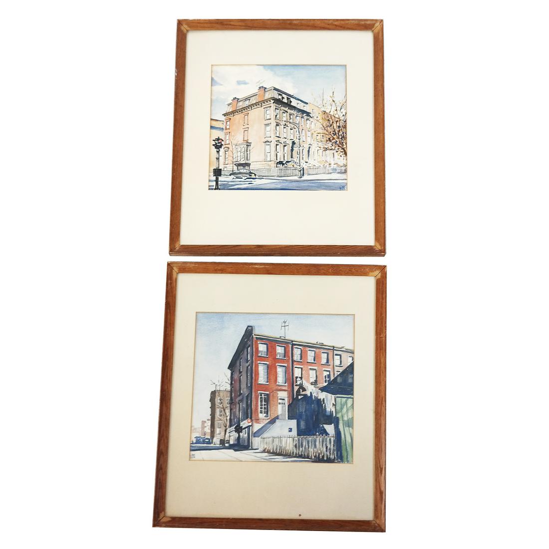 LAWSON: Two Brooklyn Scenes - Watercolor (1 of 8)
