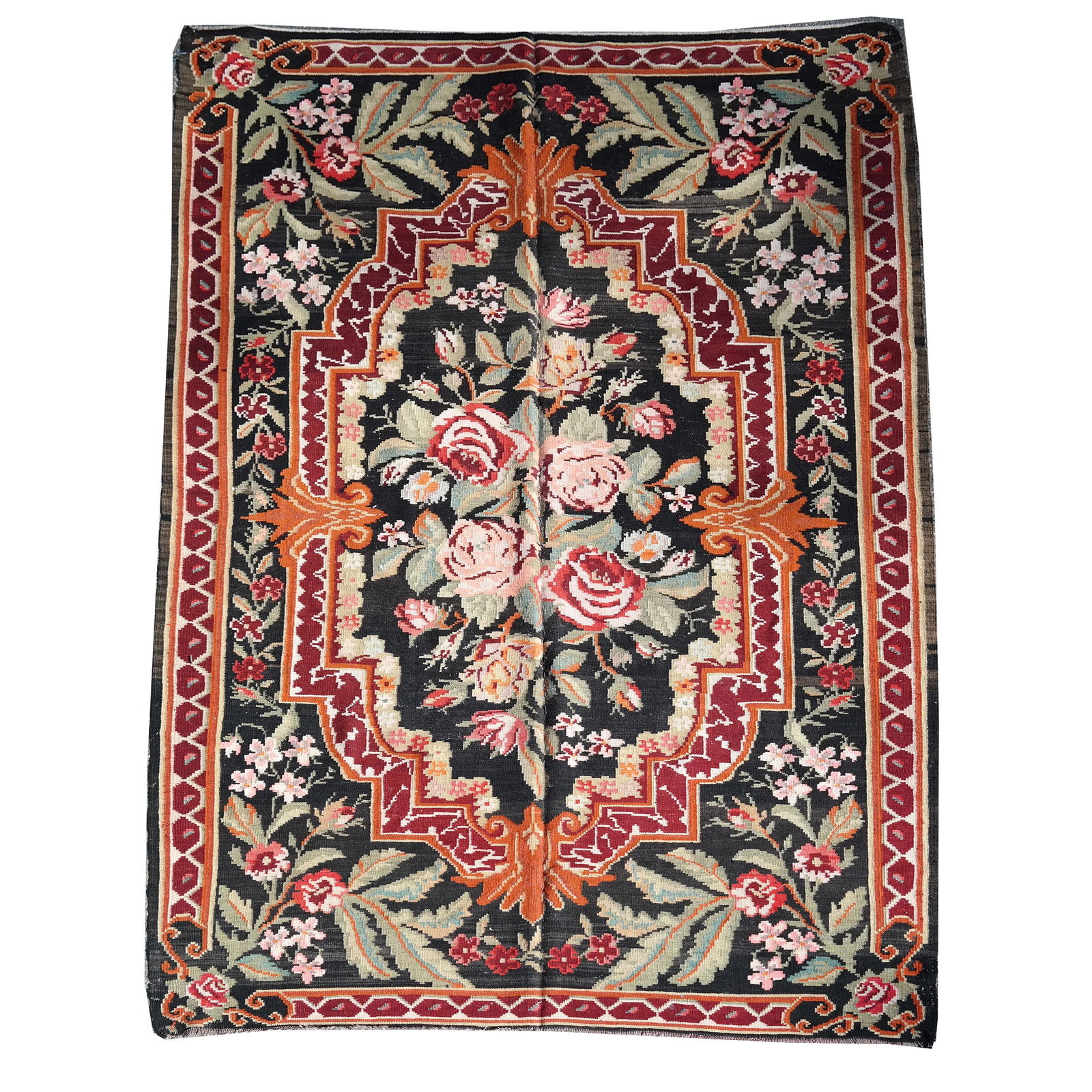 Antique Garabagh Kilim Rug: Russian antique Garabagh Kilim carpet. [119" x 77"]. In good condition.