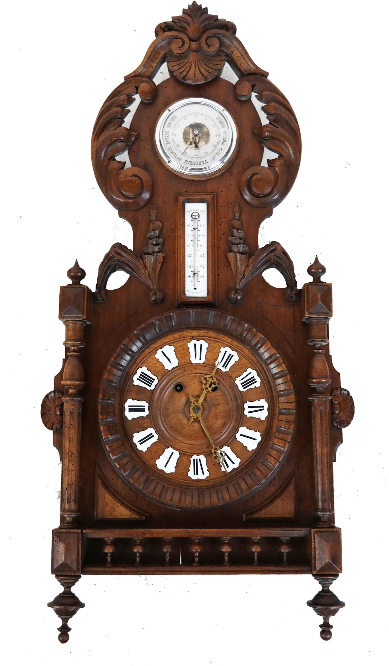 Walnut Carved Wall Regulator Clock (1 of 9)