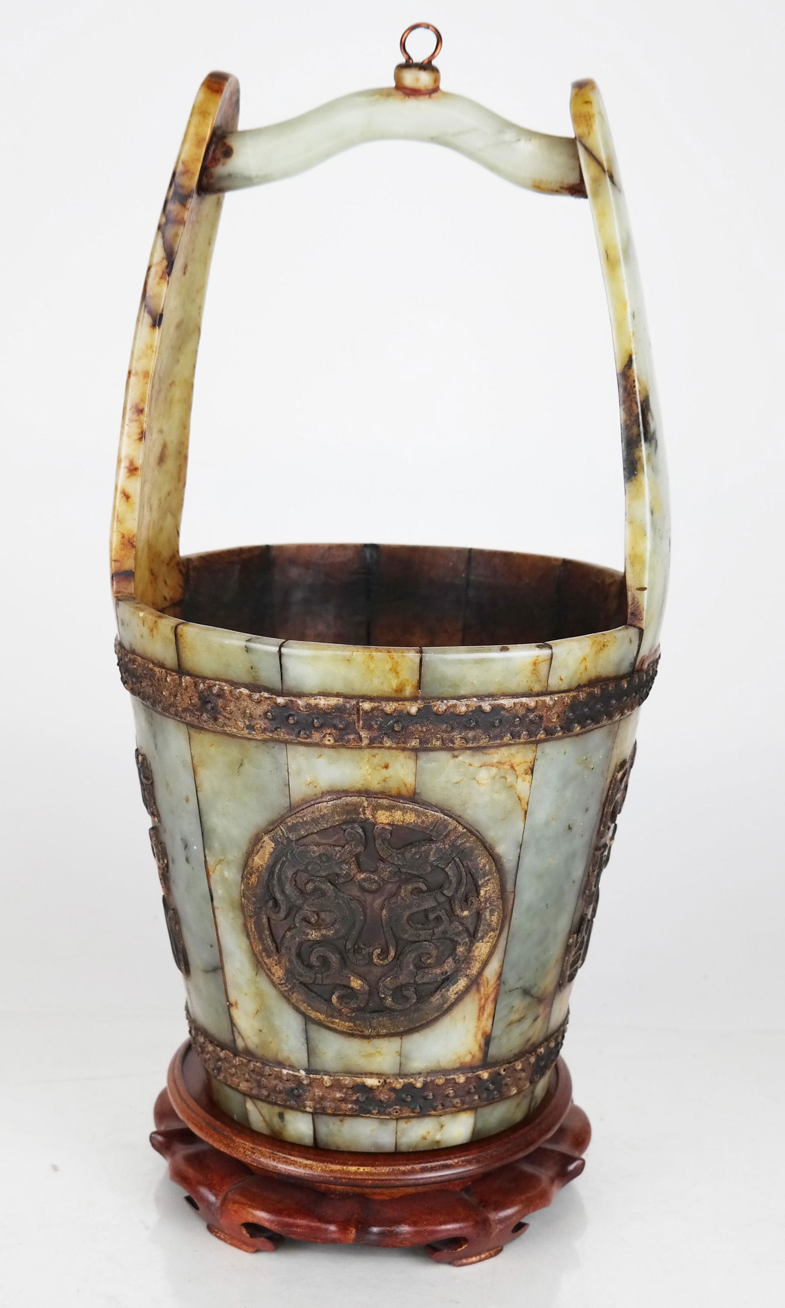 Chinese Carved Stone Bucket on Stand (1 of 9)