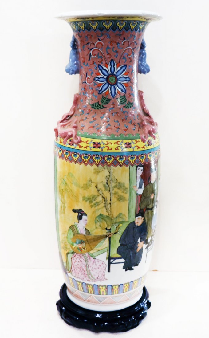 Chinese Polychrome Enamel Tall Vase (1 of 8)