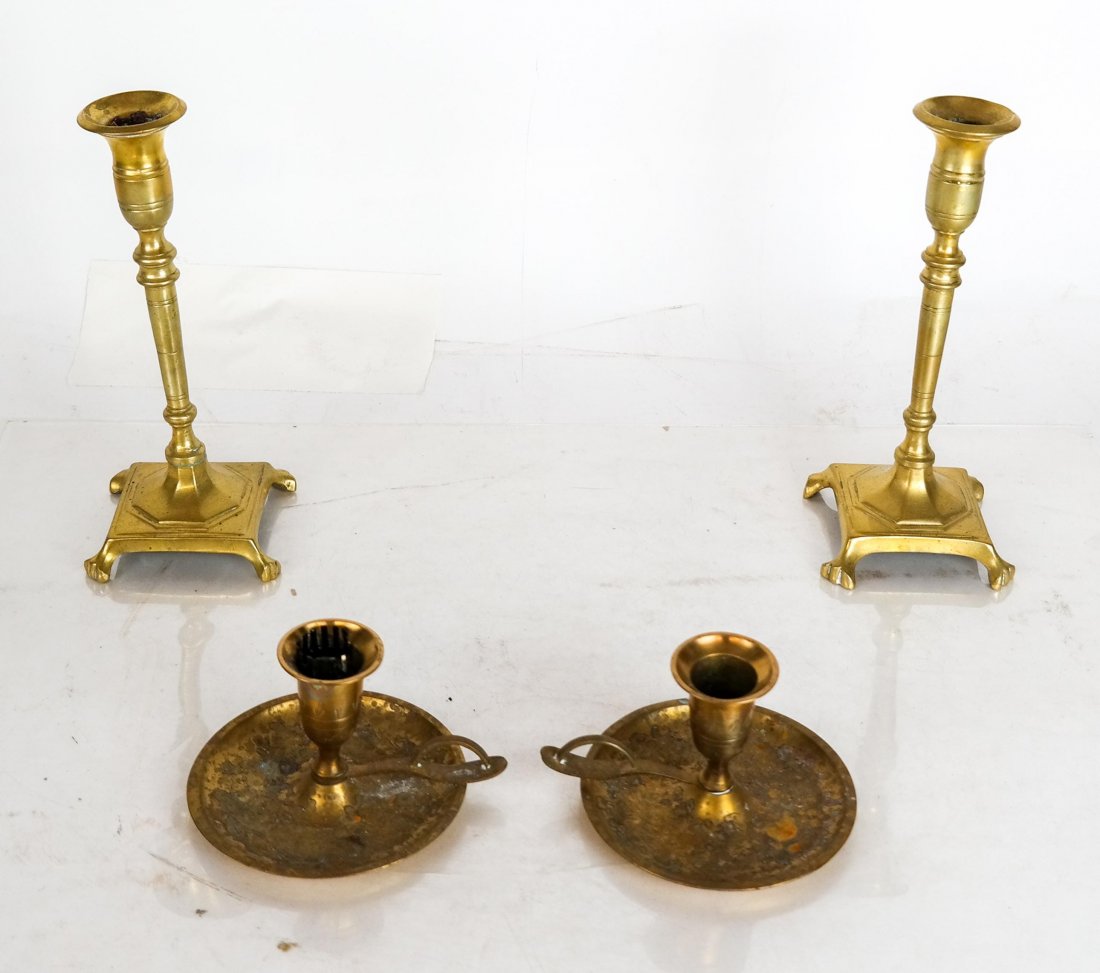 Two Pairs Brass Candlesticks (1 of 7)