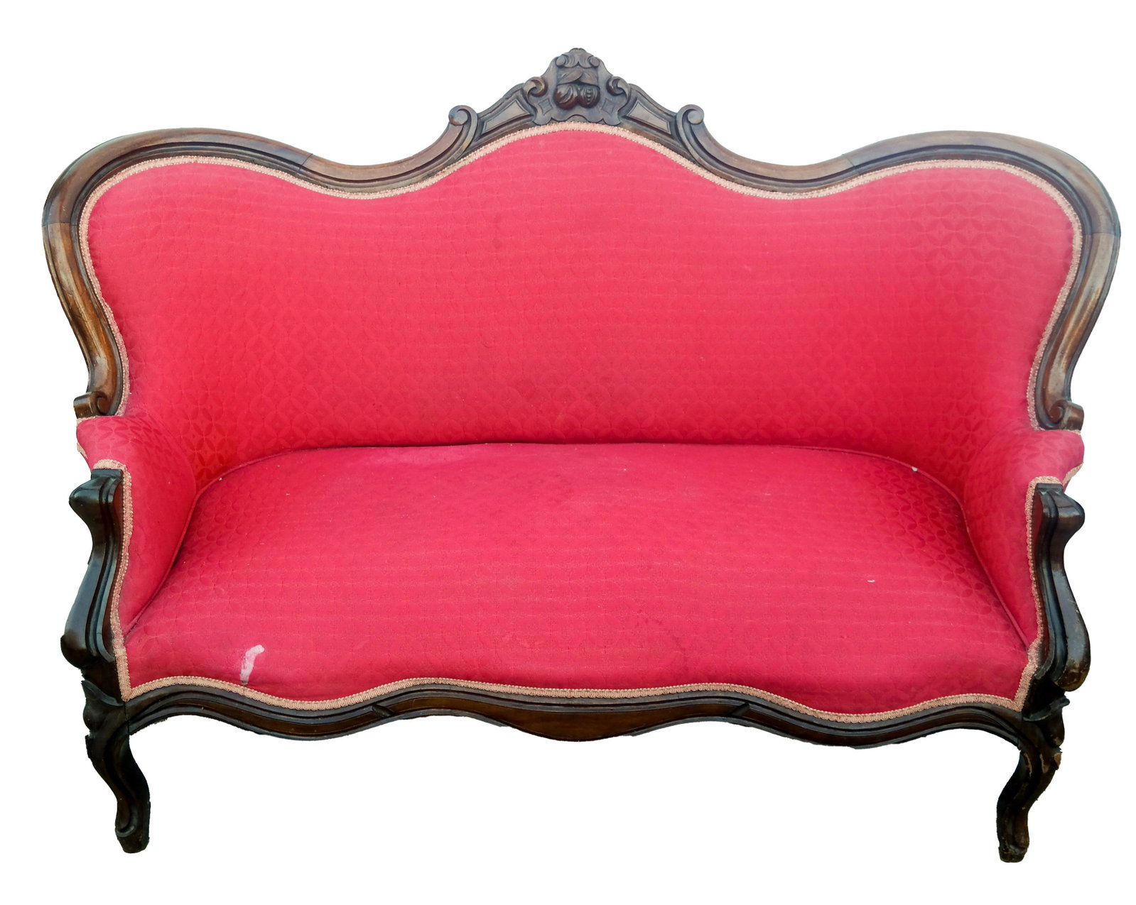 Victorian Settee: Victorian settee. [35" H x 56 1/2" W x 29 3/4" D].