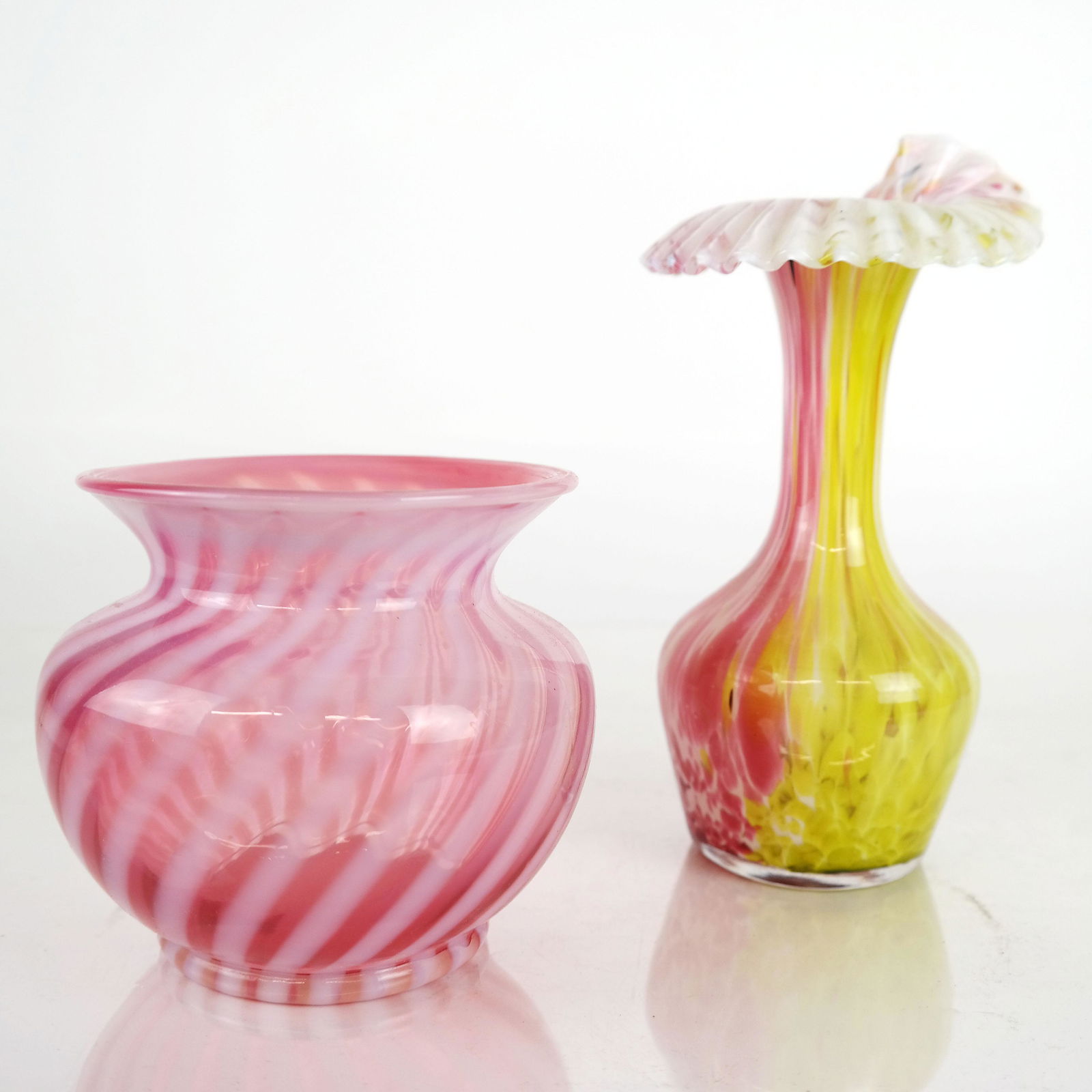 Two Pink Ribbon Glass Vases (1 of 9)