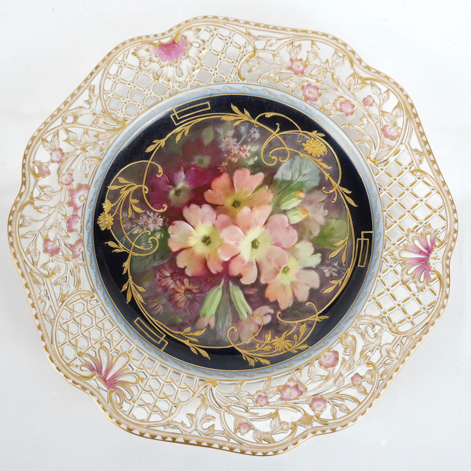 KPM Gilt Floral Reticulated Cabinet Plate (1 of 4)