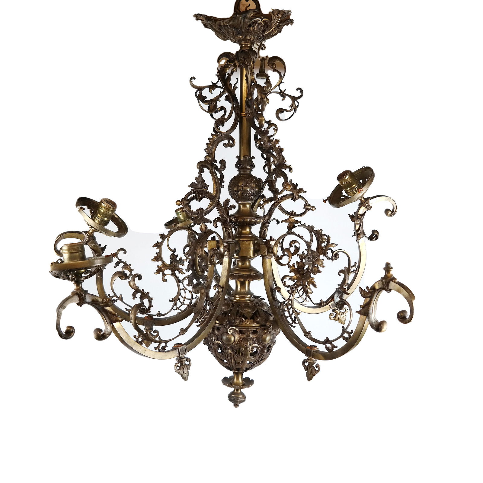 Antique Five-Light Brass Chandelier (1 of 11)