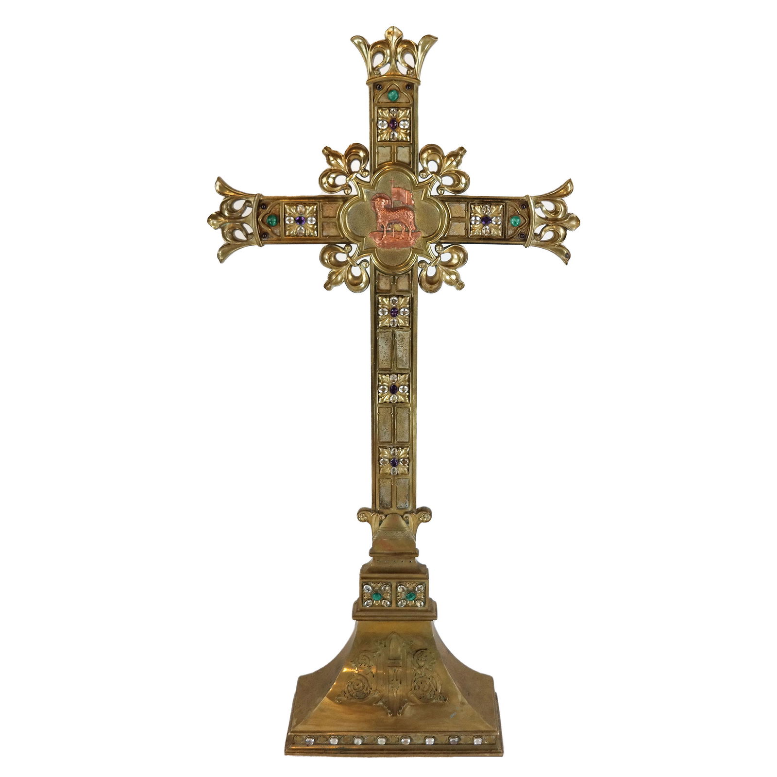 Antique Gorham Brass Jeweled Altar Cross (1 of 12)