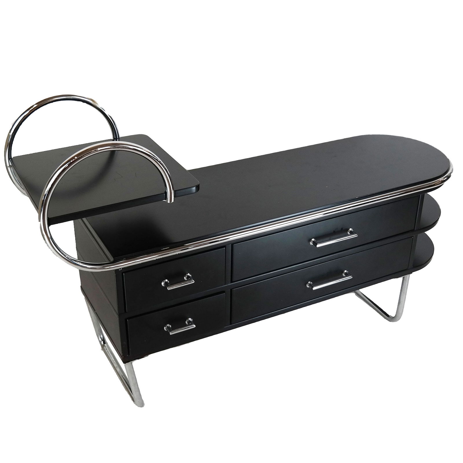 Modern Black Lacquer & Chrome Low Chest (1 of 8)
