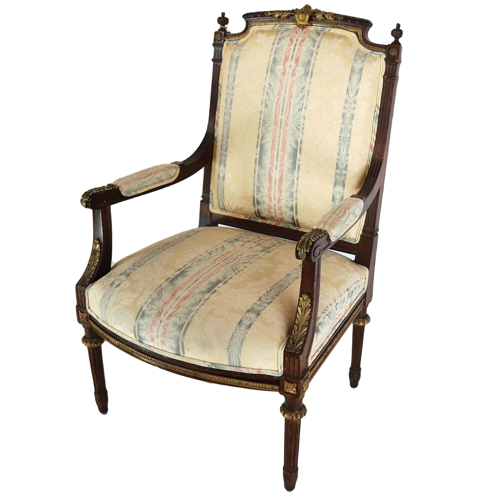 Louis XVI Walnut Bronze Mounted Arm Chair (1 of 9)