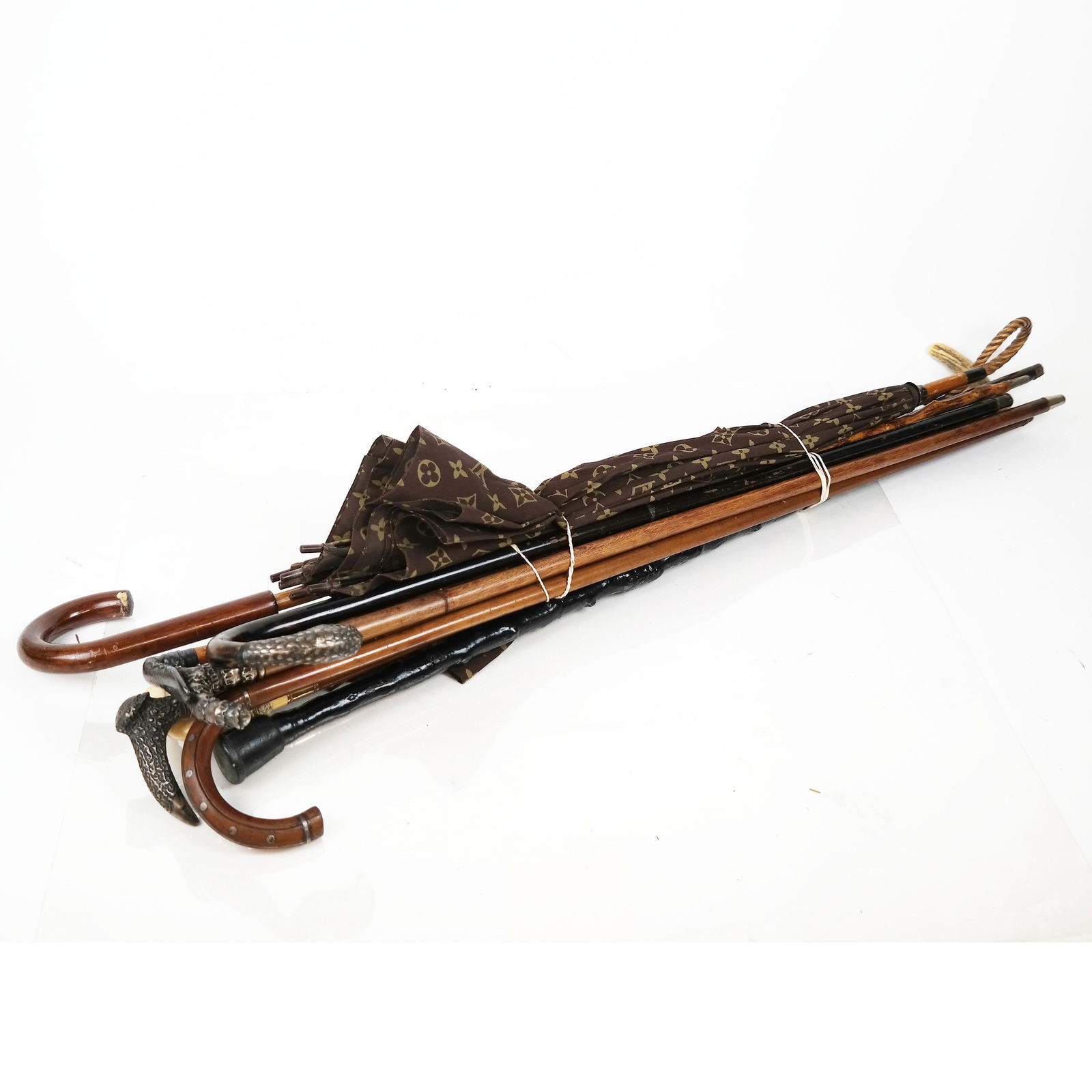 Group of 8 Walking Canes & Two Umbrellas (1 of 15)