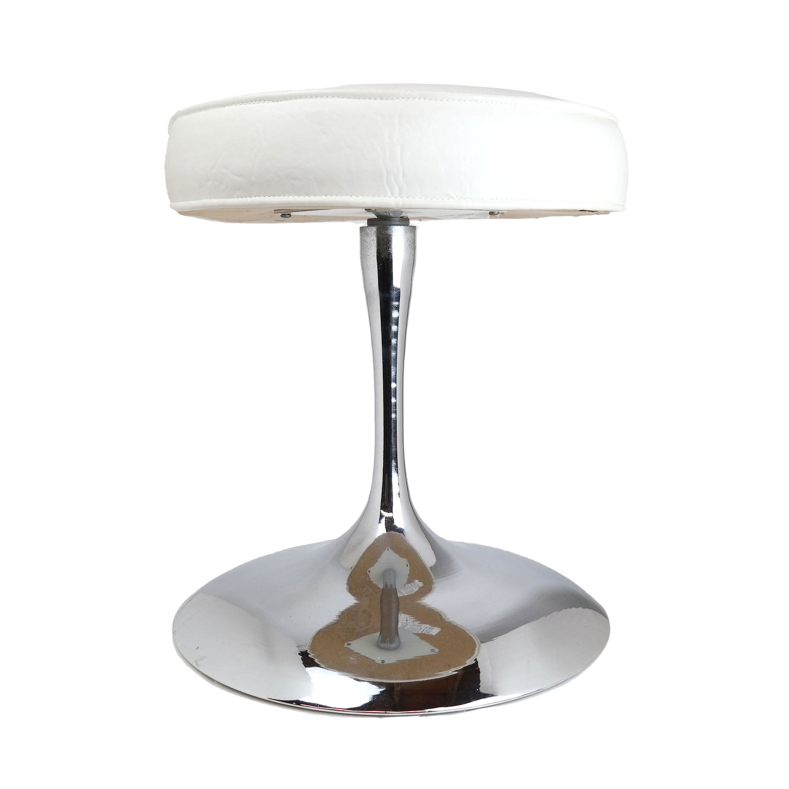 Chrome and White Leatherette Low Seat (1 of 7)